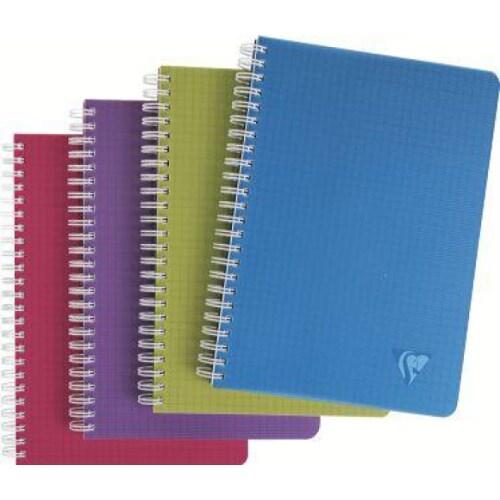 Clairefontaine Lot de 5 Carnet Linicolor Intensive A5, 180p./90 feuilles 90 g/m² reliure intégrale, couv. Polypro assortis, quadrillé 5x5 - 3329683_0