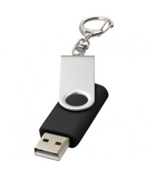 CLÉ USB ROTATIVE AVEC PORTE-CLÉS 8 GB - NOIR - CLÉS USB PUBLICITAIRES PERSONNALISÉES