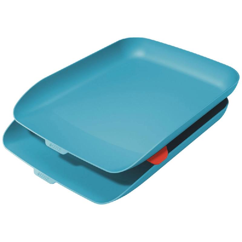 CORBEILLE A COURRIER LEITZ COSY POUR DOCUMENTS A4 - BLEU - LOT DE 2 (PAQUET 2 UNITES)