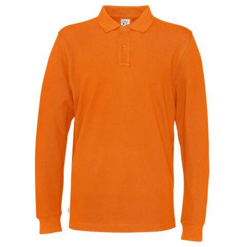 COTTOVER POLO PIQUE MANCHES LONGUES HOMME - CERTIFIÉ GOTS ORANGE - TAILLE XXXXL