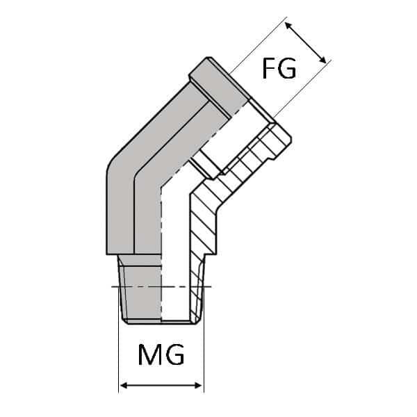 Coude mâle gaz conique x femelle gaz  cylindrique - 3/8' , 16.66 , 3/8' , 14.95_0