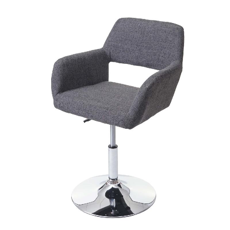 Décoshop26 - Chaise à manger cuisine bureau design rétro chic en tissu gris pied chromé 04_0002174 - 3000255032693_0
