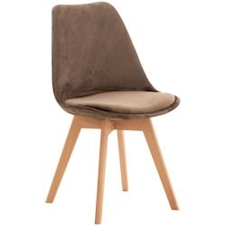 Décoshop26 - Chaise de salle à manger x1 design scandinave en velours marron et pieds en bois clair 10_0002286 - marron 3000250939003_0