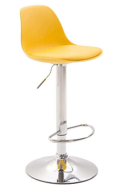 Décoshop26 - Tabouret de bar x1 moderne et confortable assise en plastique et PVC jaune pieds en métal chromé 10_0005668 - jaune métal 3000265147790_0