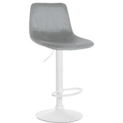 Décoshop26 - Tabouret de bar x1 repose-pieds en métal blanc confortable en forme d'arc assise en velours gris 10_0004786 - blanc 3000252287607_0