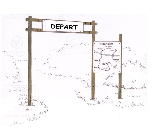 Module de parcours VTT - Élément de départ avec panneau d'information en bois_0