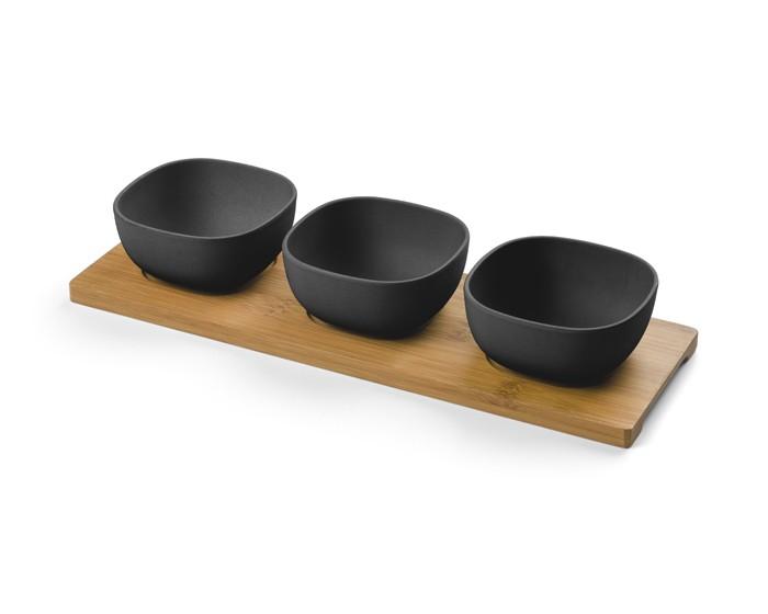 Ensemble de bols Bolvo - 3 bols en fibre de bambou avec planche en bambou - Durable et lavable au lave-vaisselle_0