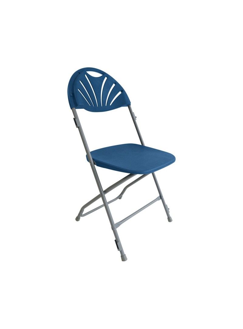 Erica - Chaise pliante attachable et empilable en plastique - Vif Furniture - Gris/Bleu - Extérieur/Terrasse_0