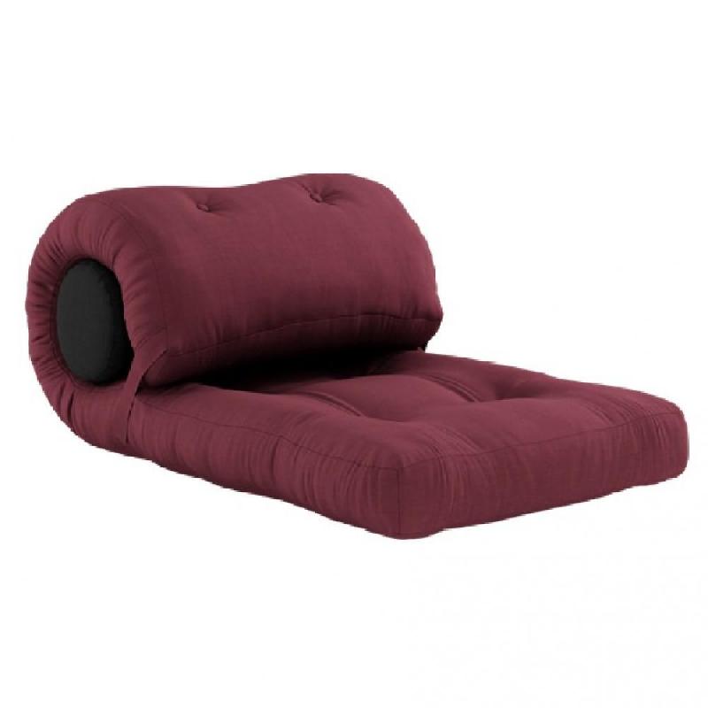 Fauteuil futon convertible WRAP - design japonais et scandinave - coloris bordeaux - matelas 70x200 cm_0