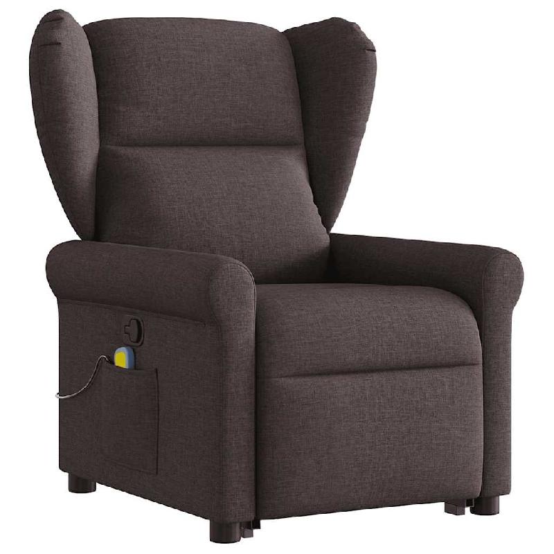 Fauteuil inclinable de massage Marron foncé Tissu Modèle Wermelia - 8721102963711_0