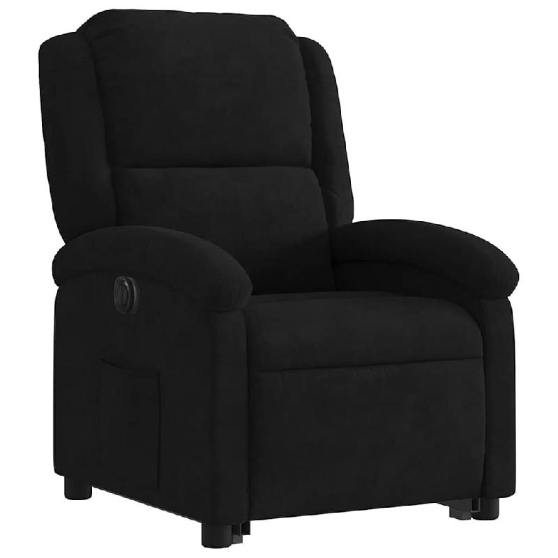 Fauteuil inclinable électrique noir velours Modèle Xervelia - 8721012168169_0