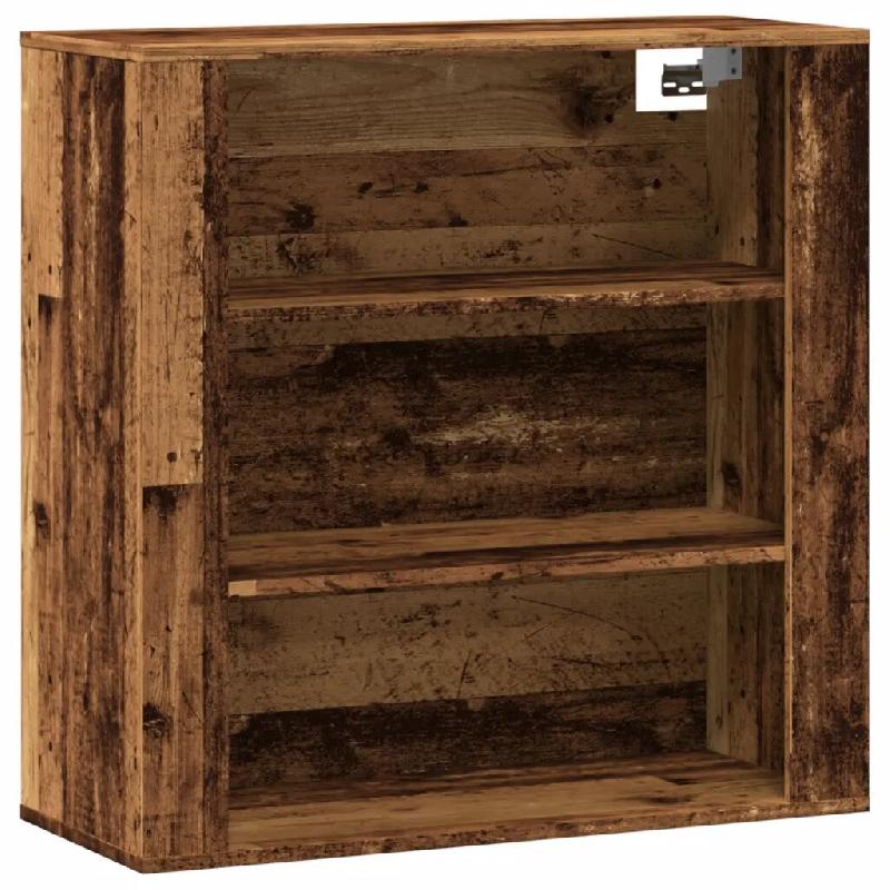 Helloshop26 - Armoire murale pratique rangement 80 x 33 x 80 cm style vintage ambiance cosy en bois d'ingénierie vieux bois 02_0051027 - Bois massif_0