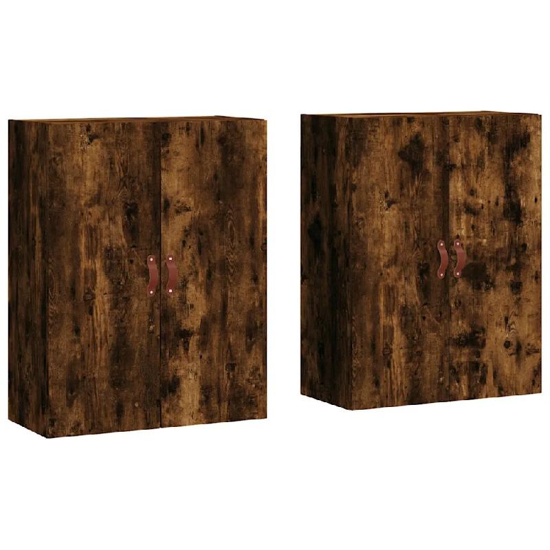 Helloshop26 - Lot de 2 armoires murales élégantes design pratique rangement 69,5 x 34 x 90 cm en bois d'ingénierie chêne fumé 02_0055346 - Bois m_0