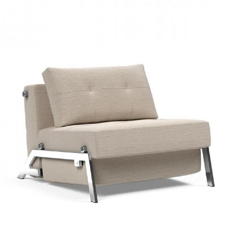 Innovation Living - Fauteuil convertible design Cubed 02 Chrome Blida Sand Grey - Lit 90x200 cm_0