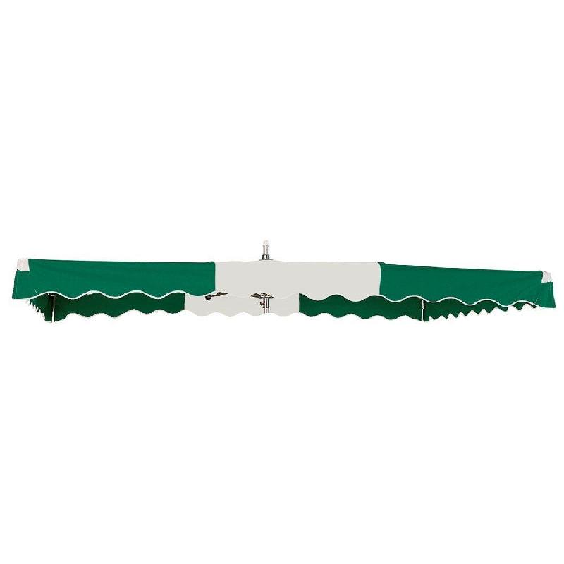 Kit parasol télescopique 3x2.5 m - vert/blanc/vert - tout alu avec pied tripode_0