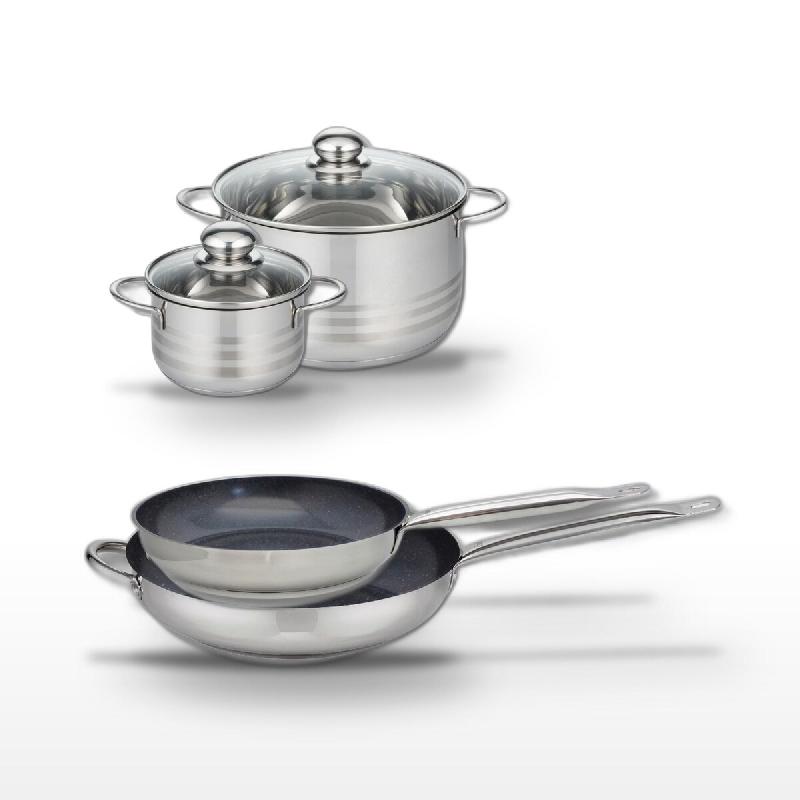 Lot 2 Poêles 28/32cm & 2 Faitouts 14/24cm Elo Profi Therm Platinum - gris inox 3176239970425_0