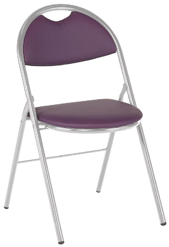 LOT 4 CHAISES PLIANTES CLAP PIEDS ALU TISSU PVC M1 COLORIS PRUNE - MANUTAN COLLECTIVITÉS