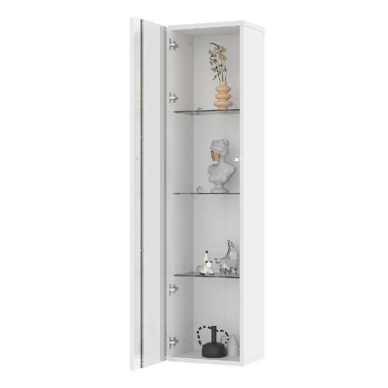 Merax Vitrine LED 40×29×170 cm, vitrine en verre blanc, vitrine de collection avec contrôle par application, 4 niveaux - blanc multi-matériau N877_0