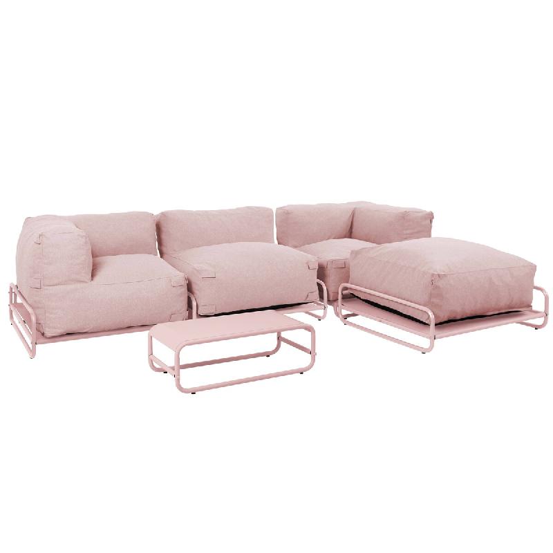 Oviala Business Chauffeuse pour salon de jardin modulable avec structure jaune clair , L 97 x l 97 x h 77 cm Oviala - jaune polyester 115332_0