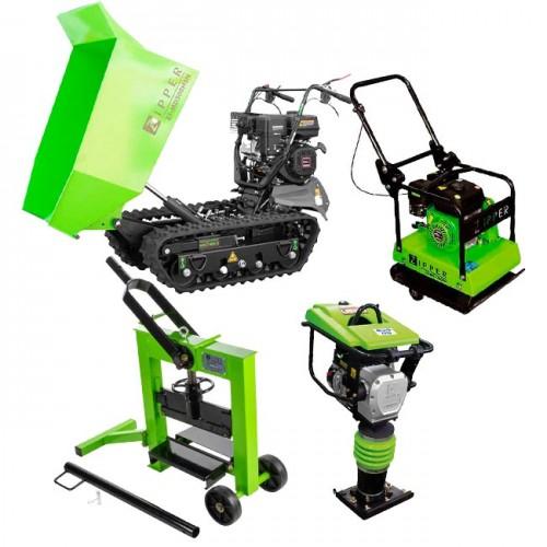 PACK COMPACTEUR À PLAQUE VIBRANTE + PILONNEUSE + MINI DUMPER + FENDEUR DE PIERRES ZIPPER