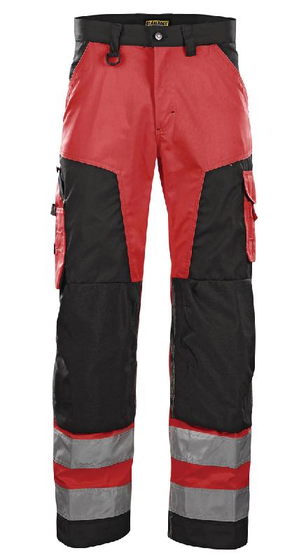 PANTALON HAUTE VISIBILITÉ ROUGE FLUORESCENT/NOIR TAILLE 58 - MANUTAN COLLECTIVITÉS