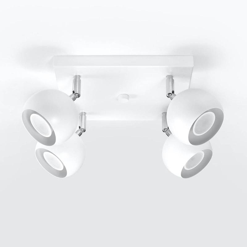 SOLLUX LIGHTING SPOT POUR PLAFOND FLAME, BLANC, À 4 LAMPES, CARRÉ
