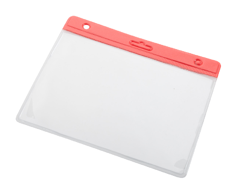 Porte-badge en PVC transparent - partie supérieure colorée - rouge - 8 gr_0