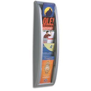 Paperflow - Présentoir mural Quick Fit System, 5 cases format 1/3 A4, épaisseur 2 cm, dimensions L18 x H65 x P9,5 cm, teinte aluminium_0
