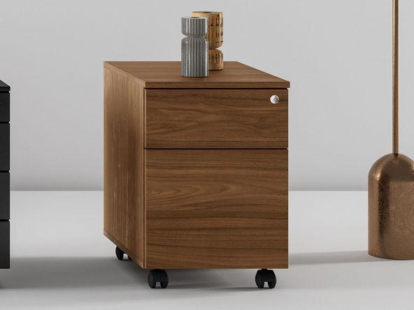 Caisson mobile 2 tiroirs en bois Hype pour bureau de direction - Structure mélaminé 18 mm, Classe E1, anti-rayures et anti-reflets_0