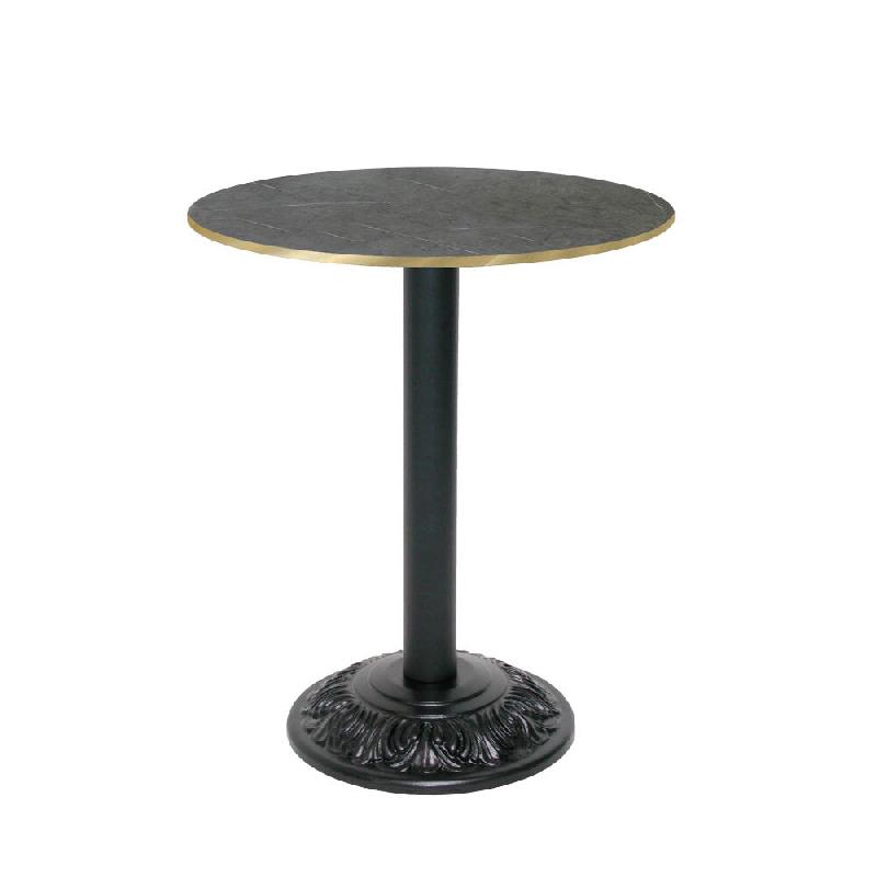 RestooTab - Table Versailles Ø60cm décor marquina chants couleur laiton - noir fonte TB-VRS-R60M-MARQ-LAI_0