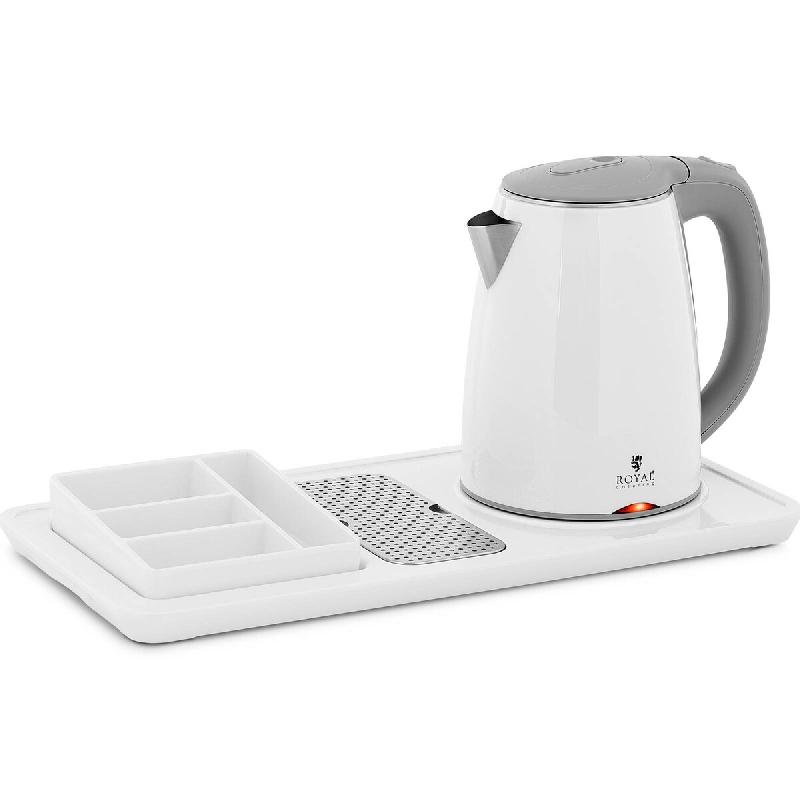 Royal Catering - Royal Catering RC-HKS02 Plateau de courtoisie hôtel Avec compartiments pour café et thé 1,2 l 1800 W Inox Blanc Plateau de - blanc_0