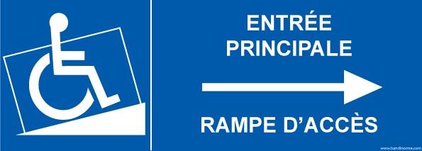 LOT DE 2 - PANNEAU ENTRÉE PRINCIPALE AVEC RAMPE D'ACCÈS - VERS DROITE - 350 X 125 - PVC