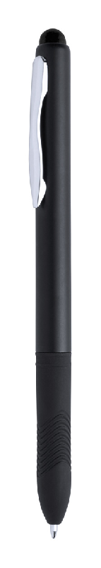 Stylo à bille stylet en plastique - grip caoutchouté - encre noire - couleur noire_0