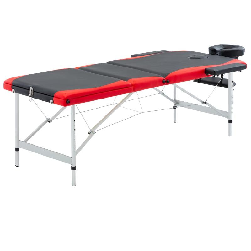 TABLE DE MASSAGE PLIABLE 3 ZONES INOX NOIR ET ROUGE 02_0001825_0