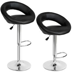 Tectake Lot de 2 tabourets de bar CHRISTIAN - noir - 401560 - noir matière synthétique 401560_0
