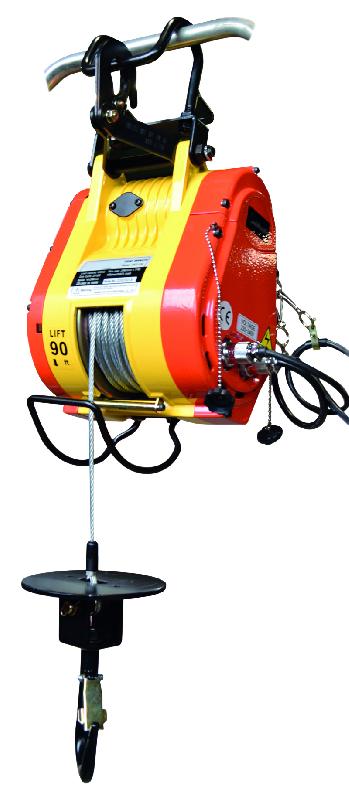 Treuil électrique Romus pour charges lourdes sur échafaudages - câble acier 30m Ø 6mm - télécommande 20m_0