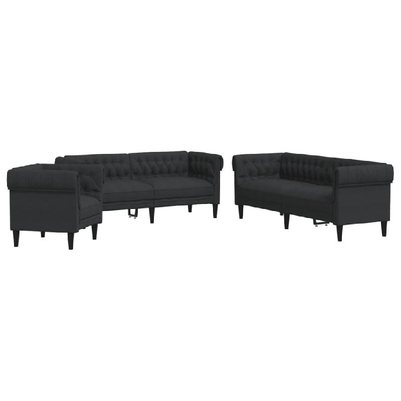 VidaXL Ensemble de canapés 3 pcs noir tissu Modèle Kervelisse - 3209193_0