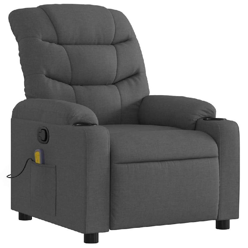 VidaXL Fauteuil de massage inclinable Gris foncé Tissu Modèle Estiora - 8721012371149_0