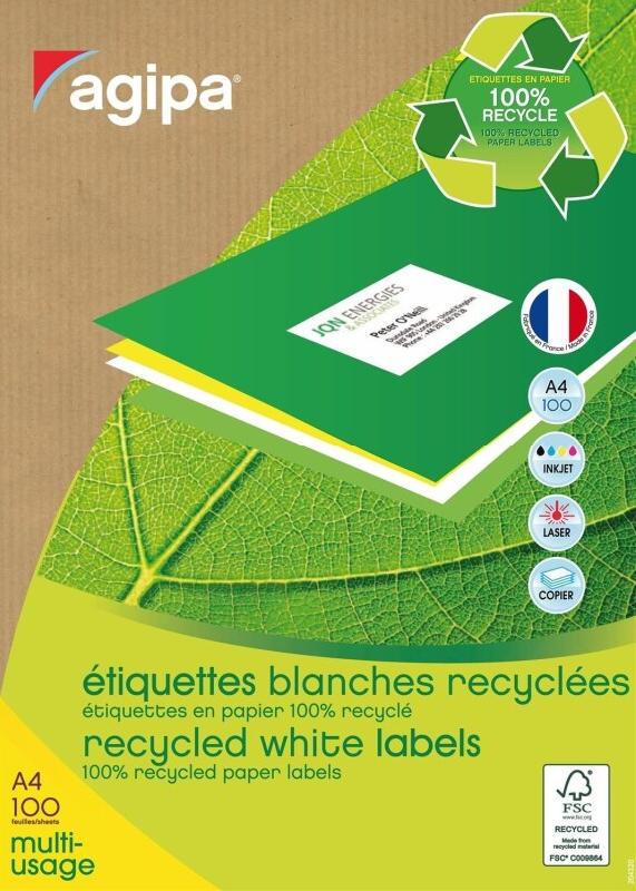 1400 étiquettes papier recyclé, format 105 x 42,4 mm (100 feuilles A4 / cdt) - 3270241011913_0