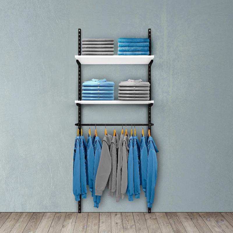 Élément de départ Global noir 2 tablettes blanc + 1 penderie L90xH240cm_0