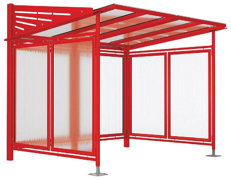 ABRI VÉLOS CONVIVIALE INITIAL AVEC BARDAGES - ROUGE 3020 - MANUTAN COLLECTIVITÉS