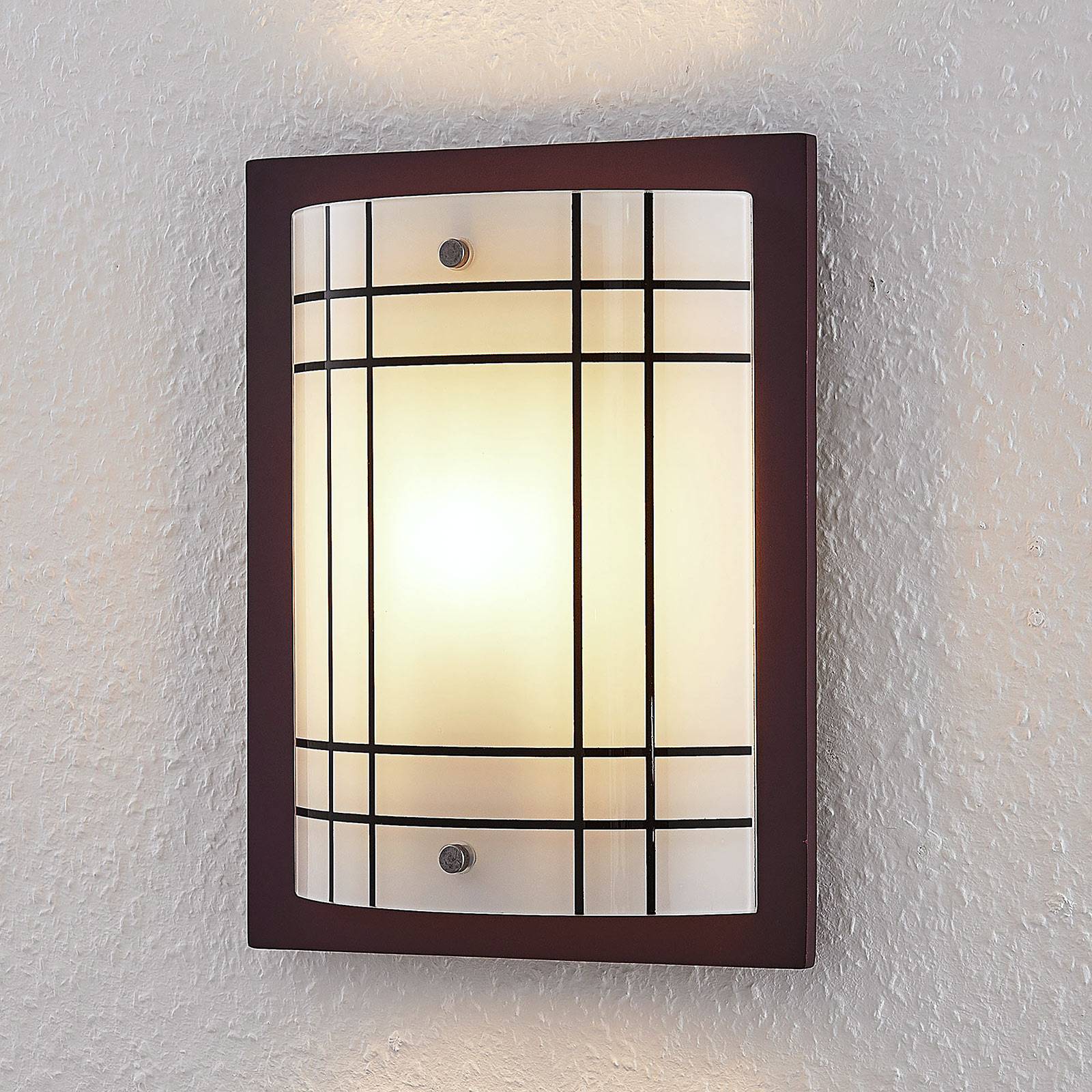 LINDBY APPLIQUE EN BOIS THEES À VERRE À CARREAUX