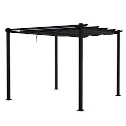 Avril Paris Tonnelle/Pergola aluminium 3x3m toile coulissante rétractable - GrisBERCY - aluminium 3664380009625_0