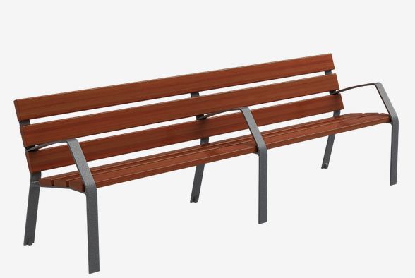 Banc public Basic BCN UM318ML - Fonte ductile avec traitement Ferrus et lattes en bois tropical_0