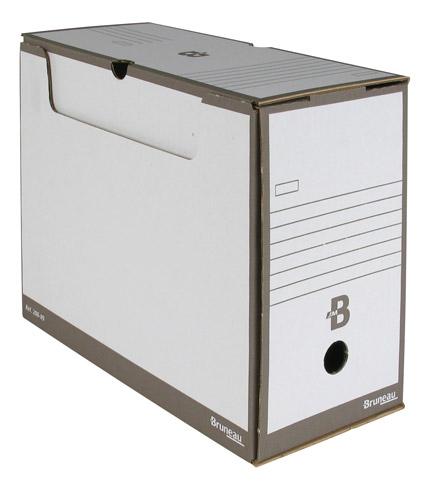 LOT DE 20 - BOÎTE ARCHIVES CARTON BRUNEAU - DOS 15 CM - HAUTE RÉSISTANCE - GRISE