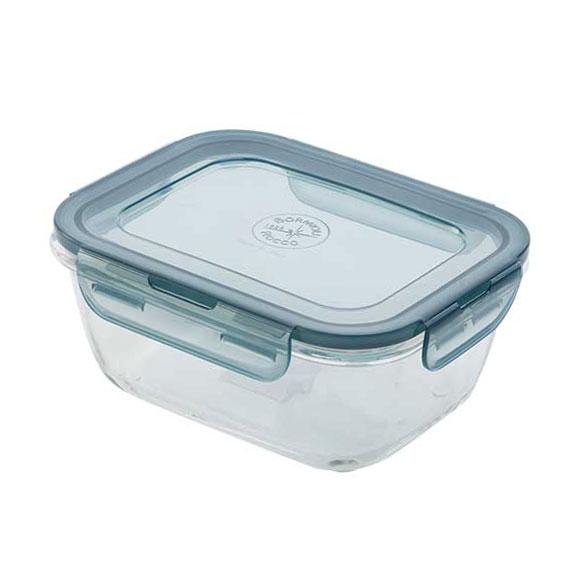 BOÎTE HERMÉTIQUE RECTANGULAIRE EN VERRE COUVERCLE PLASTIQUE GRIS 18 X 14CM - BORMIOLI ROCCO - FRIGOVERRE