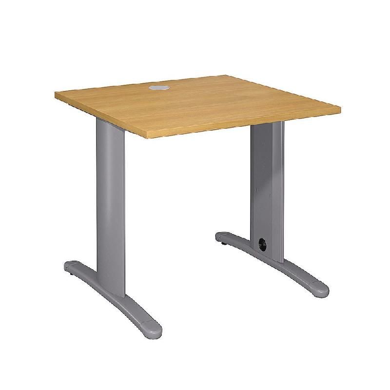 BUREAU DROIT IMEDIA - L. 80 X P. 80 CM - PLATEAU 'CÈDRE' - PIEDS 'ALUMINIUM'.