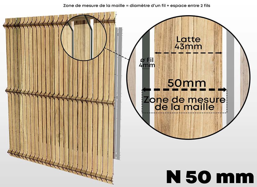 Bvbnv50 - occultant pour grillage lattes bois n 50 - galaxy clotures - 200x50 mm_0