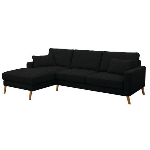 CANAPÉ 2 PL+MÉRIDIENNE GAUCHE STOCKOLM PVC NON FEU NOIR - MMP