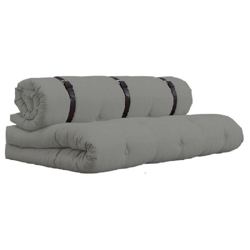 Canapé futon convertible Buckle-Up Sofa - Standard, couleur gris, matelas épais 140x200 cm_0